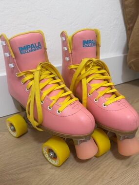 Impala Roller Skates Pink Yellow Quad Skates Size 7